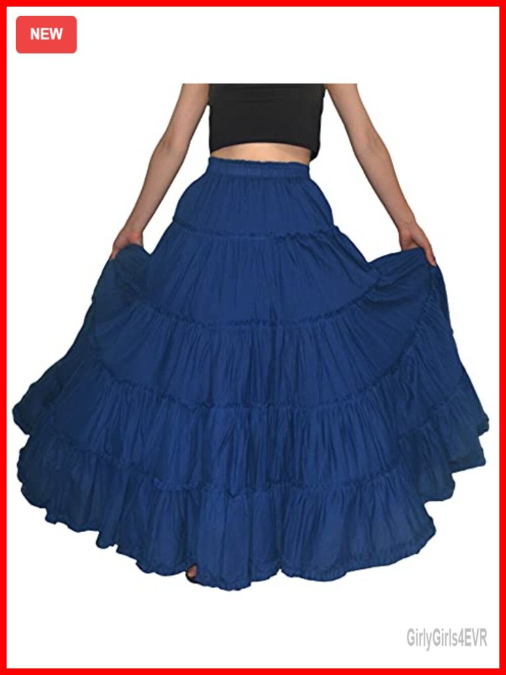 Women's Maxi Skirt Boho Pleated Cotton 5 Tiered Long A-Line Dance Skirts